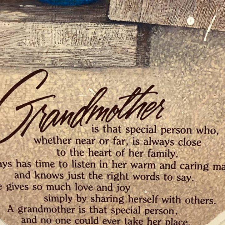 Vintage 1988 Hallmark Hexagon Grandmother Wooden Flower Poem Plaque Wall Artwork