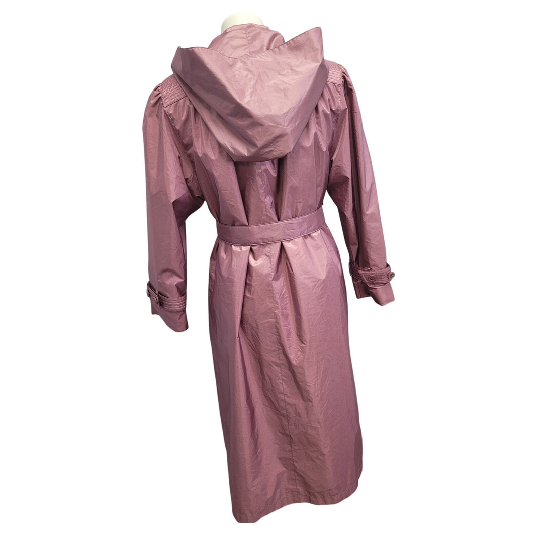 Vintage Chiango Womens Size 6 Long Sleeve Button Removeable Hood Trench Coat
