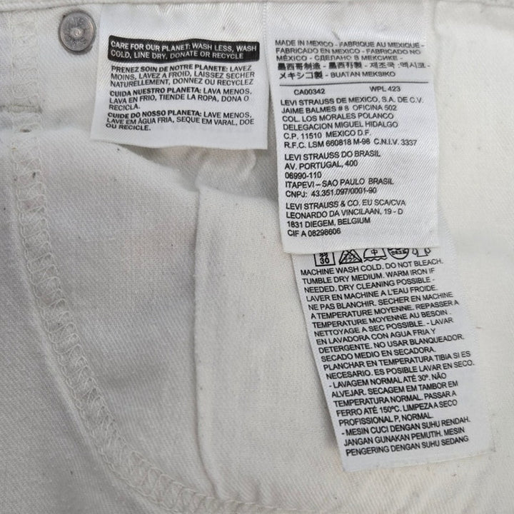 Levi Strauss &amp; Co Mens 38X32 White Slim Fit Cotton Elastane Denim Jeans