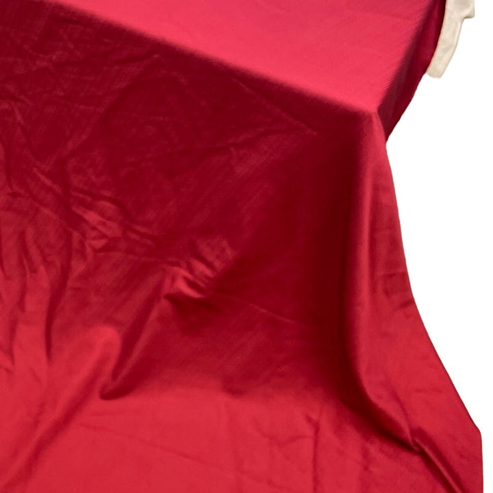 Solid Red Oval Cotton Blend Christmas Holiday Event Woven Fabric Tablecloth