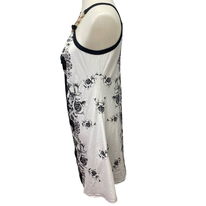 New ETCYYNEW Womens Medium Strappy Sleeveless A-Line Floral PolyCotton Dress