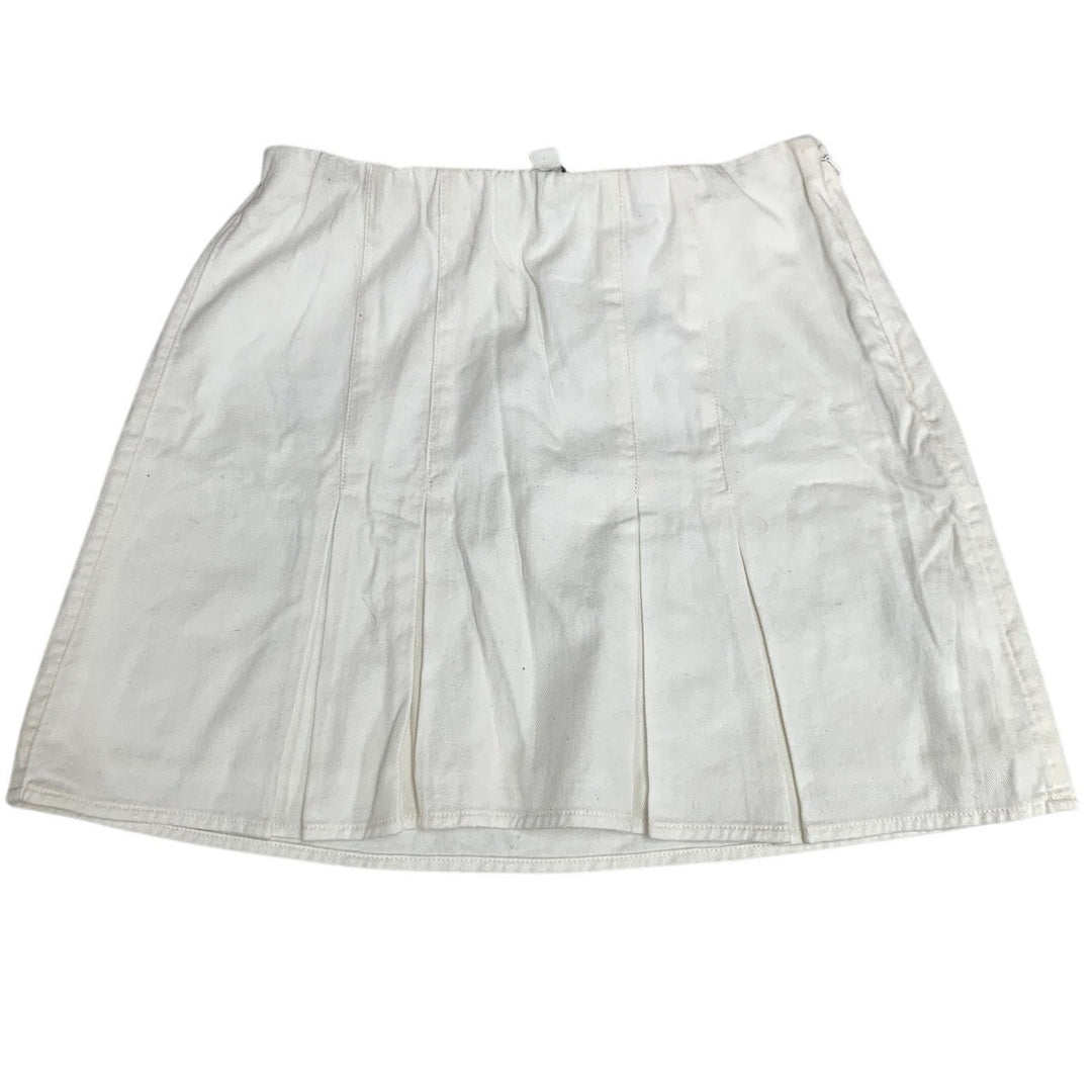 New American Eagle Womens Medium White Stretch Waist Pleat Back Zip Mini Skirt