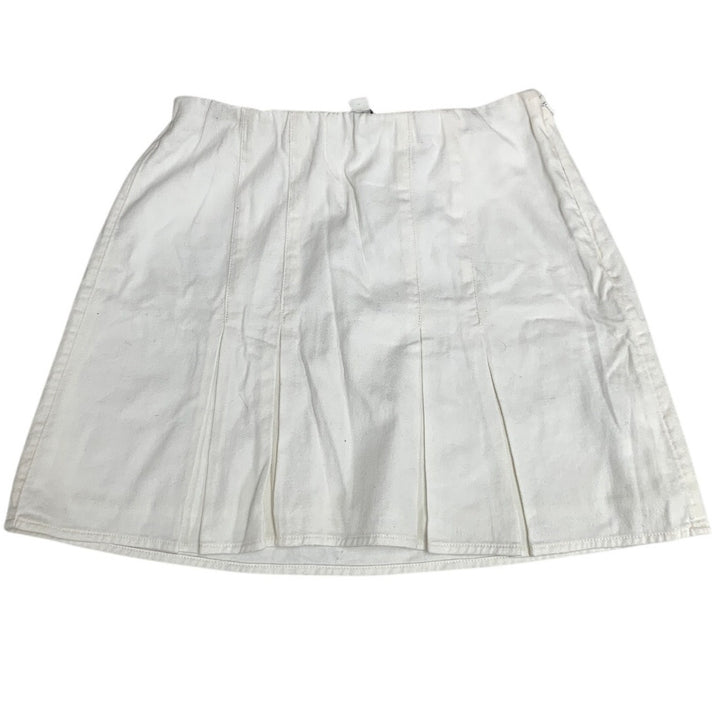 New American Eagle Womens Medium White Stretch Waist Pleat Back Zip Mini Skirt