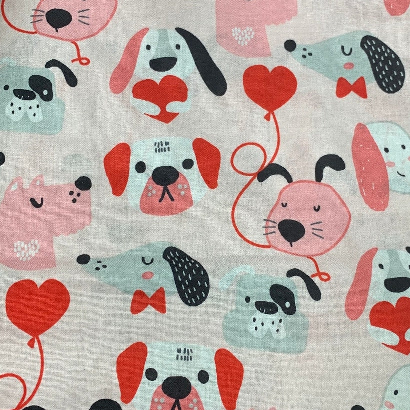 4 New Create It 18"X21" Valentine Puppy Dog Cotton Quilting Fabric Fat Quarter FQs