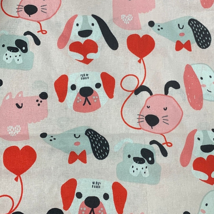 4 New Create It 18"X21" Valentine Puppy Dog Cotton Quilting Fabric Fat Quarter FQs