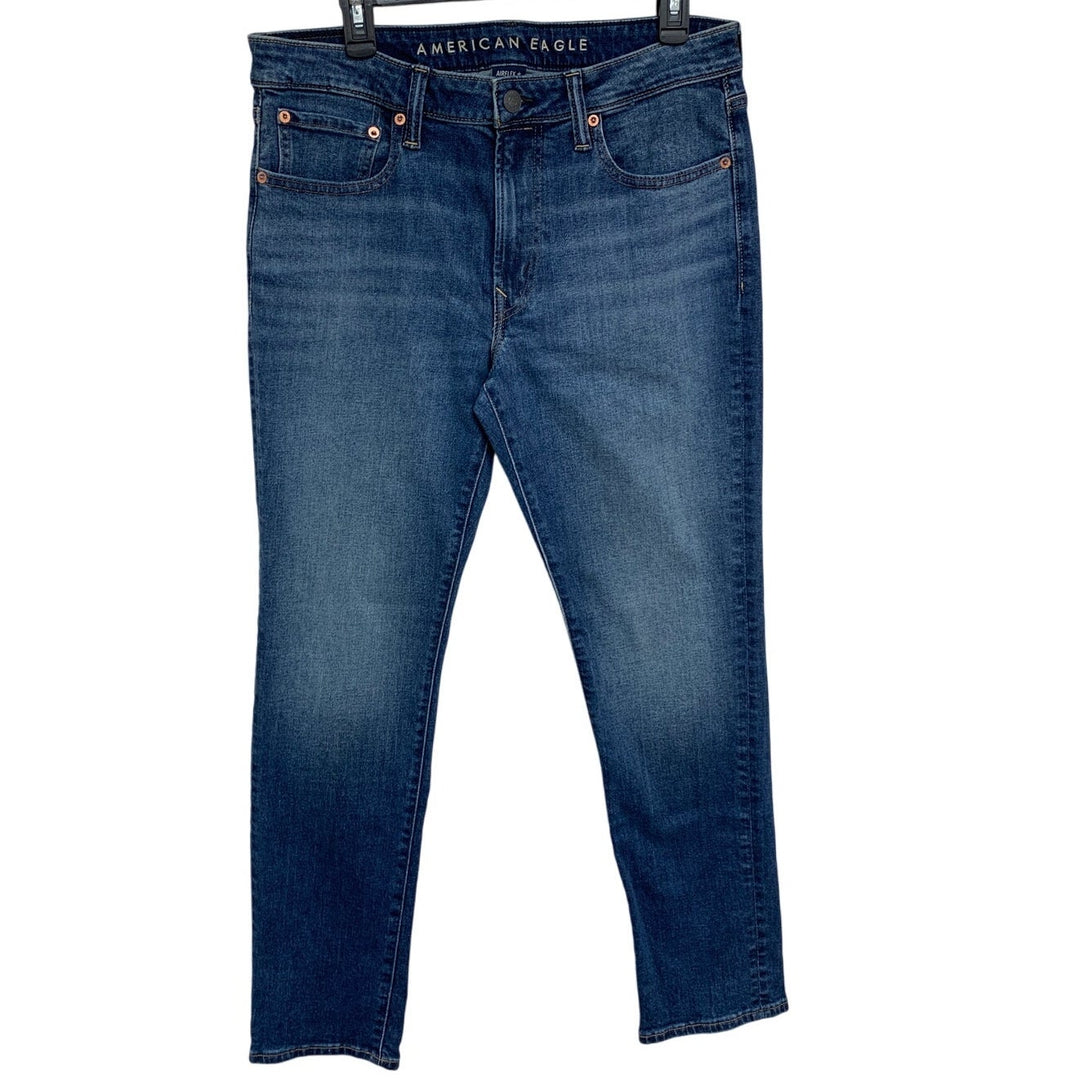 New American Eagle Mens 34 X 32 Cotton Blend Airflex Slim Denim Blue Jeans