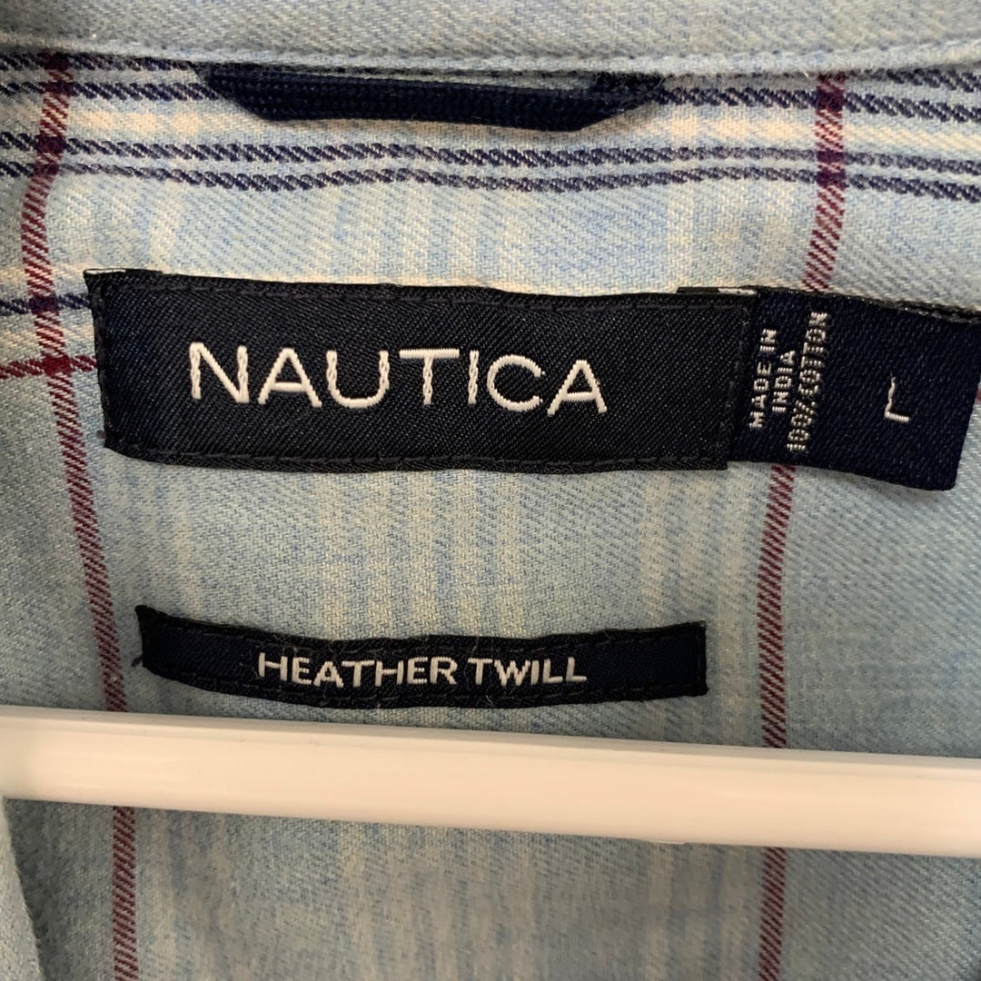 Lot of 2 Nautica Mens Large Plaid Long Sleeve Collared Button Up Shirts