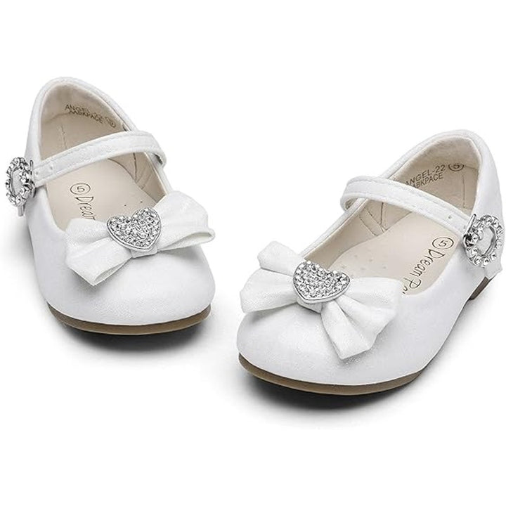 New Dream Pairs Toddler Girls Size 6 White Sparkle Rhinestone Heart Bow Shoes