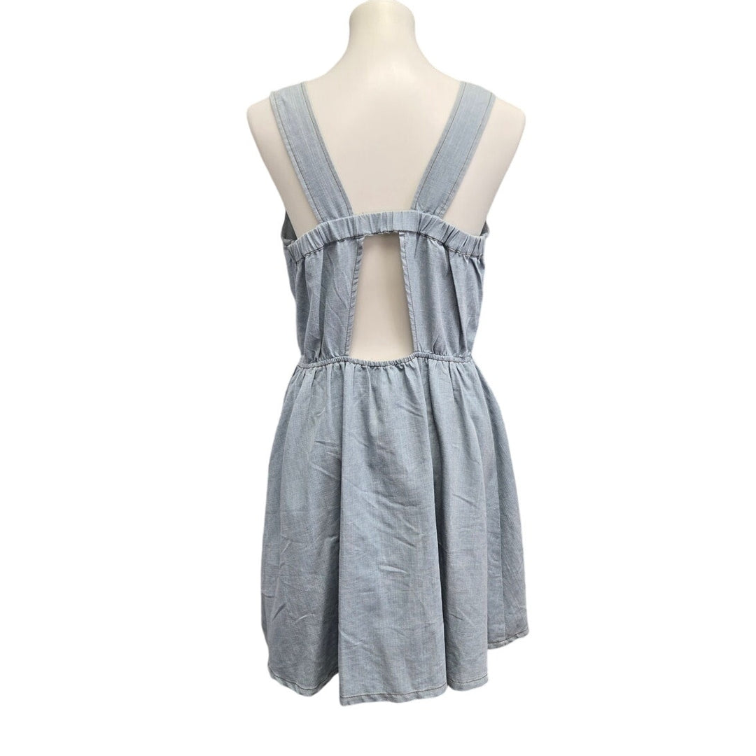 Sweet Rain Womens Large PolyCotton Lightwt Denim Sleeveless Knee Length Dress