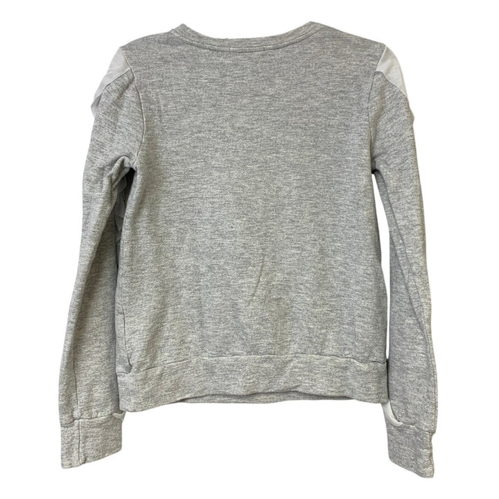 Upcycled Hand Printed Womens Small Smokey Gray Cat Long Sleeve Sweatshirt
