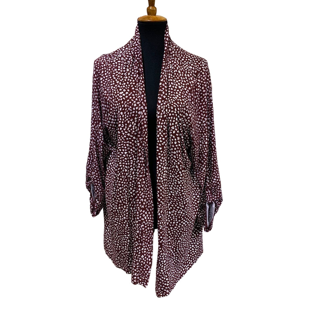 Kim Rogers Womens 2X Floral Polka Dot Stretchy Viscose Blend Open Cardigan
