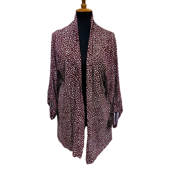 Kim Rogers Womens 2X Floral Polka Dot Stretchy Viscose Blend Open Cardigan