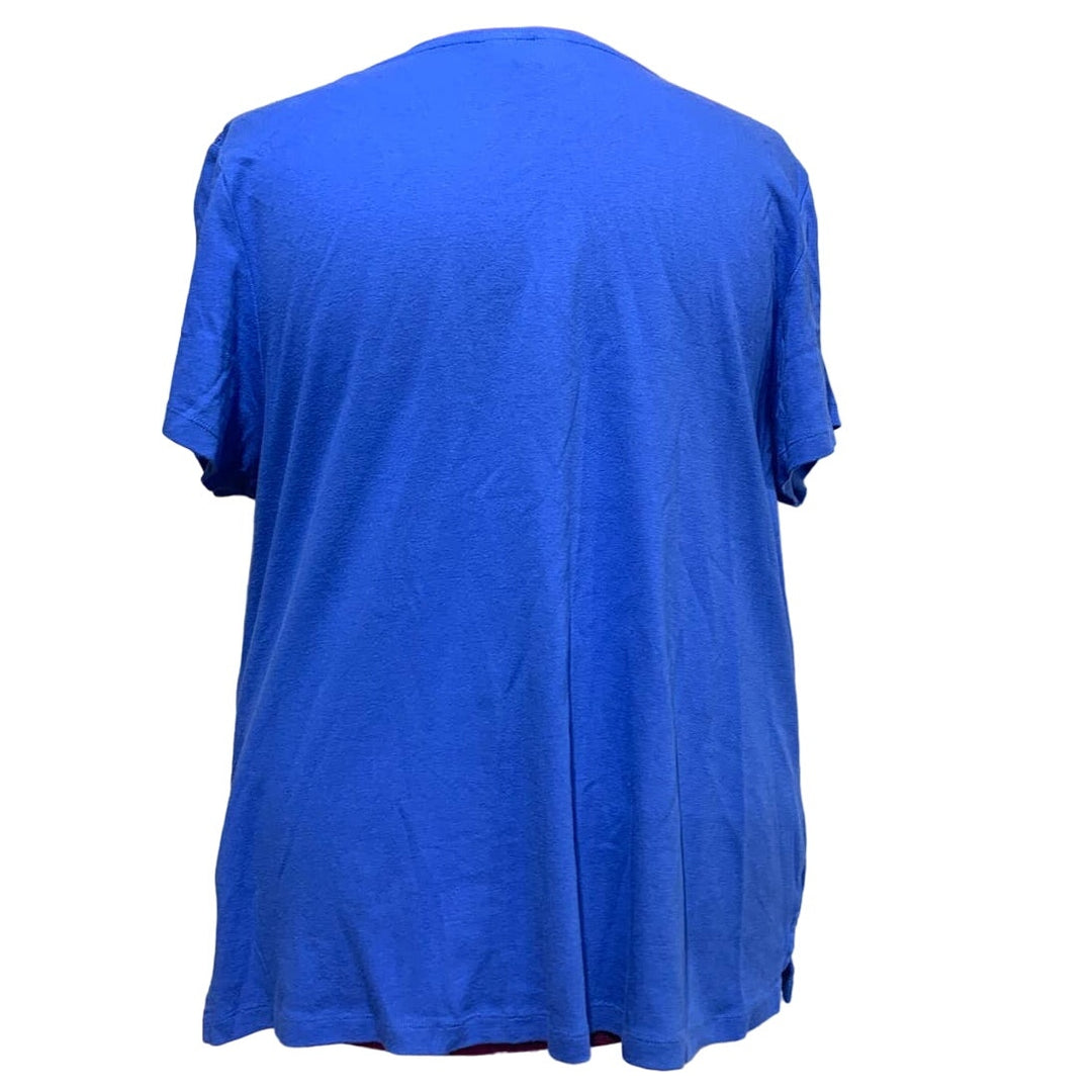 Karen Scott 3X Short Sleeve 100% Cotton Laced Shoulder VNeck Tee Shirt Top