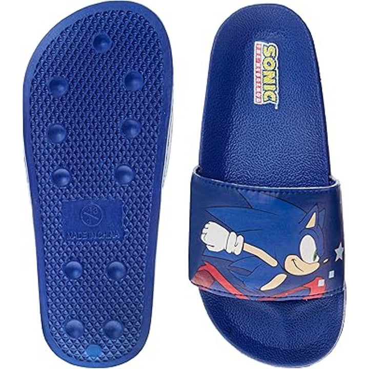 New Josmo Boys Size 2-3 Blue Sonic the Hedgehog Slide On Wide Strap Sandal Shoes