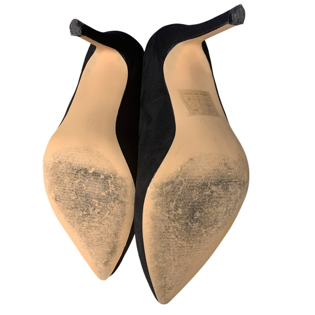 Dream Pairs Womens Size 7 Black Faux Suede 4" Heel Slide On Basic Pumps Shoes