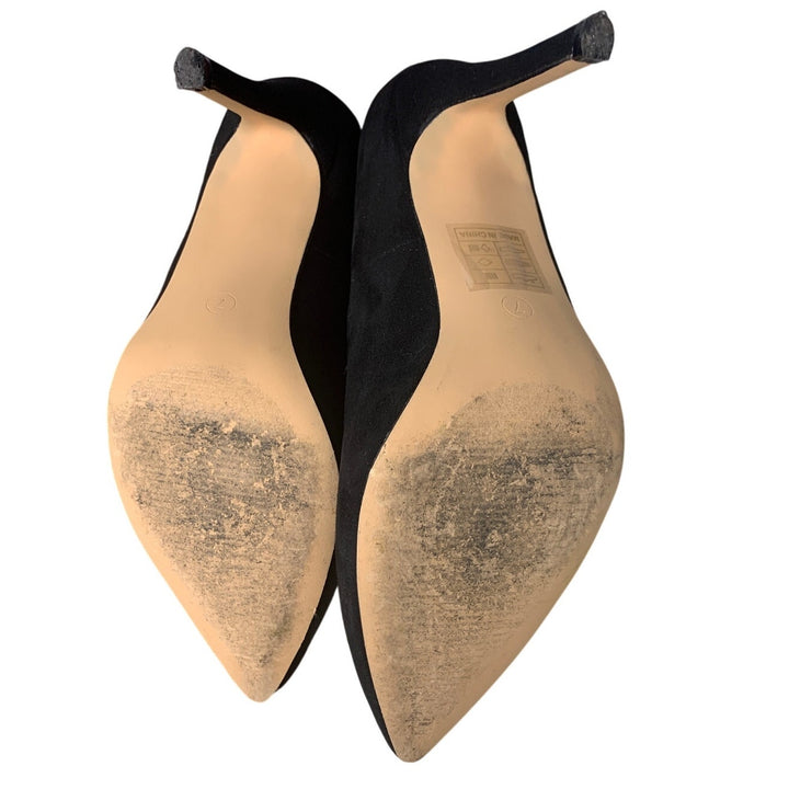 Dream Pairs Womens Size 7 Black Faux Suede 4" Heel Slide On Basic Pumps Shoes