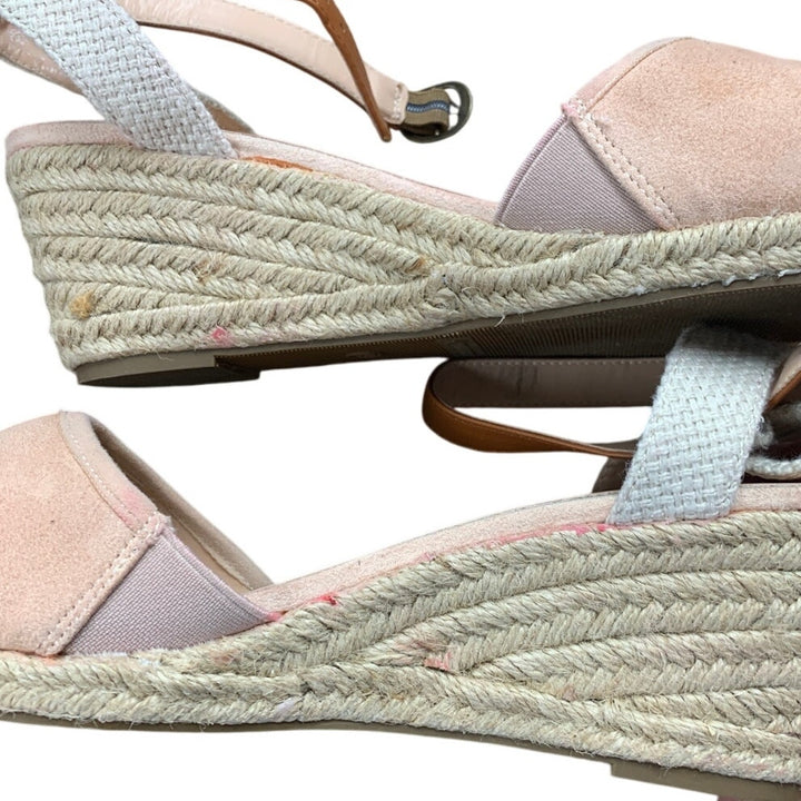 Dream Pairs Women Size 9.5 Pink Tan Espadrille 2.5" Wedge Heel Ankle Strap Shoes