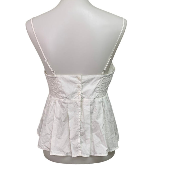 New American Eagle Womens Medium White Back Button Thin Strap Deep V Top