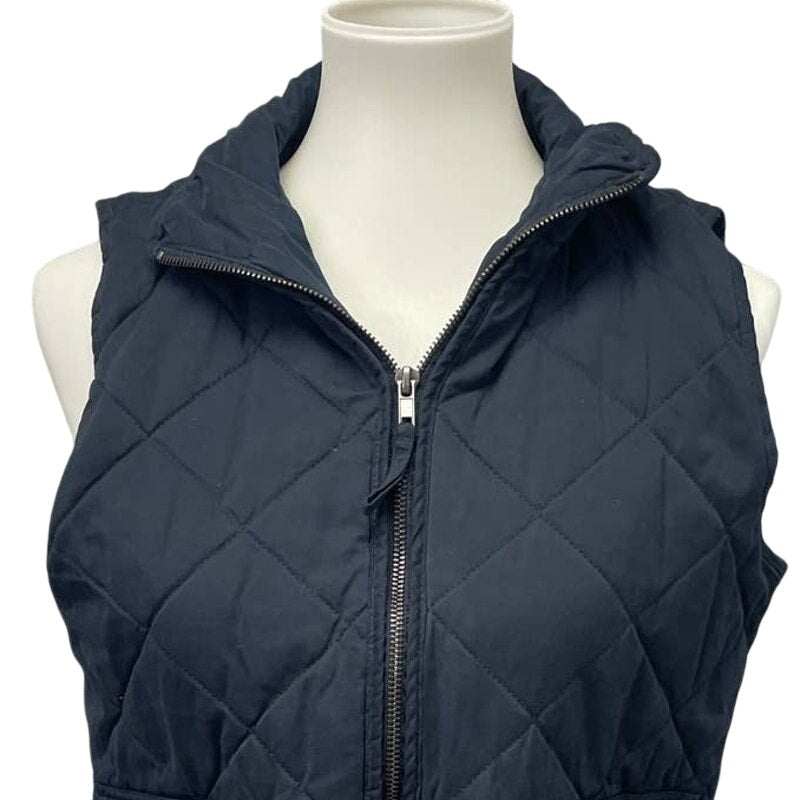 Thread &amp; Supply Womens Medium Navy Blue Quilted Full Zip Sleeveless Collar Vest