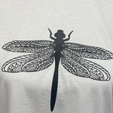 Hand Printed Unisex Medium Dragonfly 100% Cotton Crew Neck Short Sleeve Tee