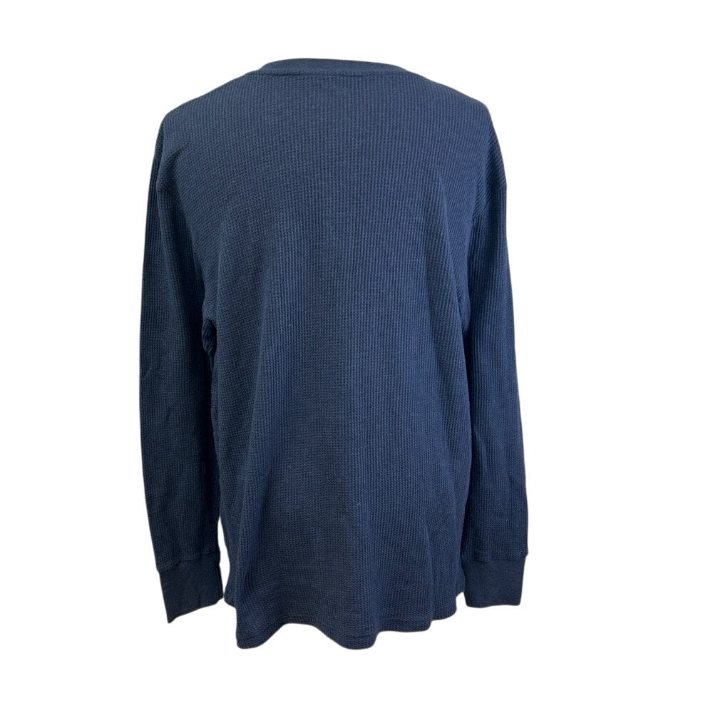 Joe Boxer Mens 3XL Blue Waffled PolyCotton Long Sleeve 3-Button Henley Shirt