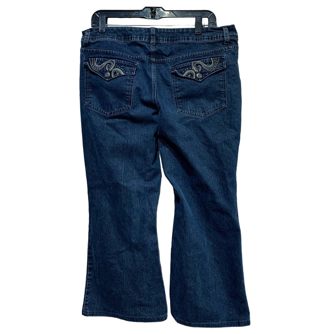 Faded Glory Ladies Size 14P Petite Straight Leg Dark Wash Denim Blue Jeans