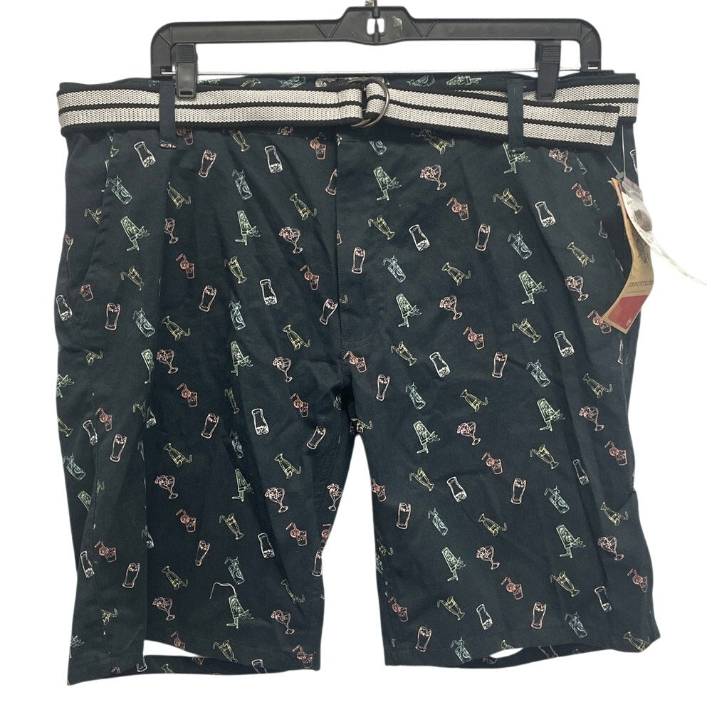 New Raw Yarn Industries Mens Size 40 100% Cotton Cocktail Drink Belted Shorts