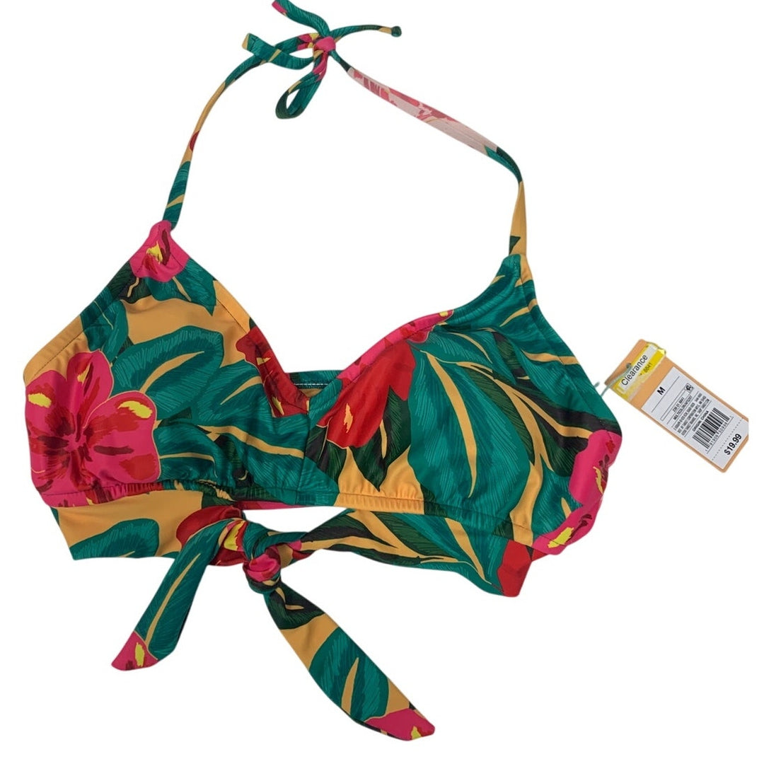 New Kona Sol Womens Medium 2PC Tropical Flower Bikini Top and Bottom Swim Suit
