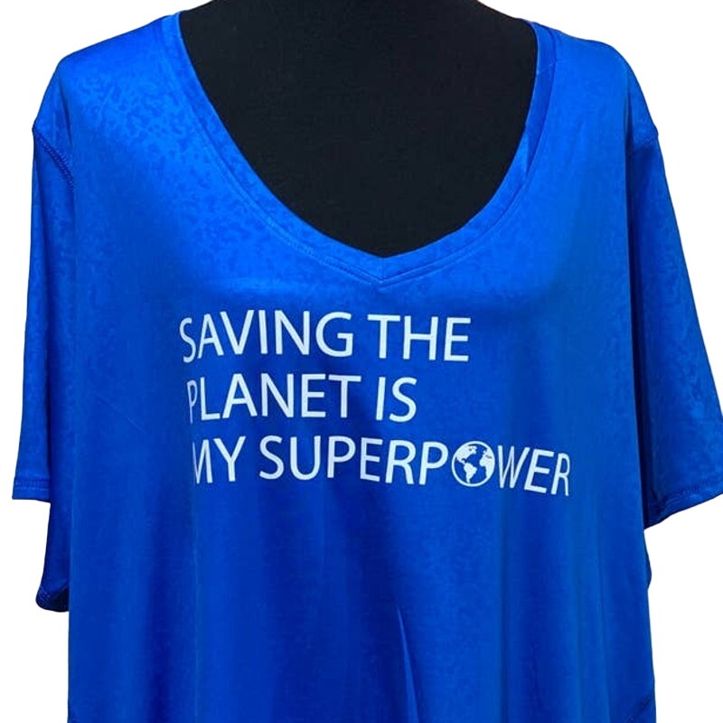 Hand Printed Upcycled Womens 3X Saving the Planet is My Superpower Tee Shirts
