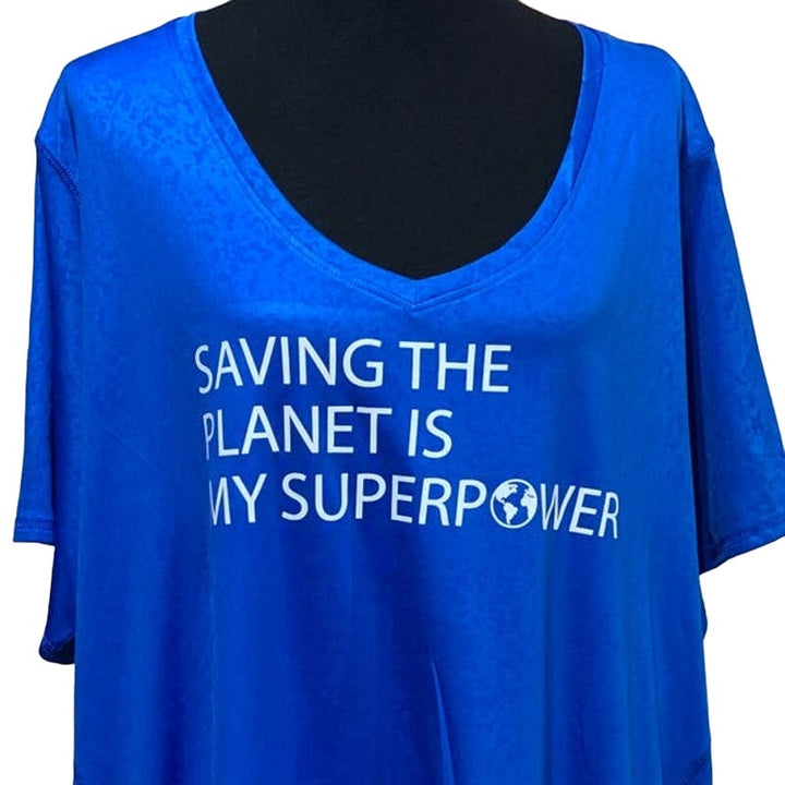 Hand Printed Upcycled Womens 3X Saving the Planet is My Superpower Tee Shirts