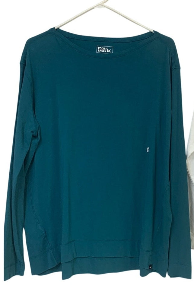 New Eddie Bauer Womens Medium Tall Long Sleeve Tempo Boat Neck Tee