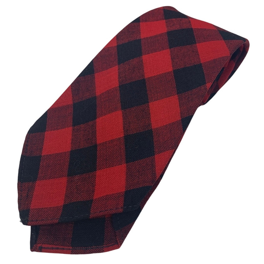 Vintage Arrow Black Red Plaid Cotton Blend Mens Neck Tie Necktie