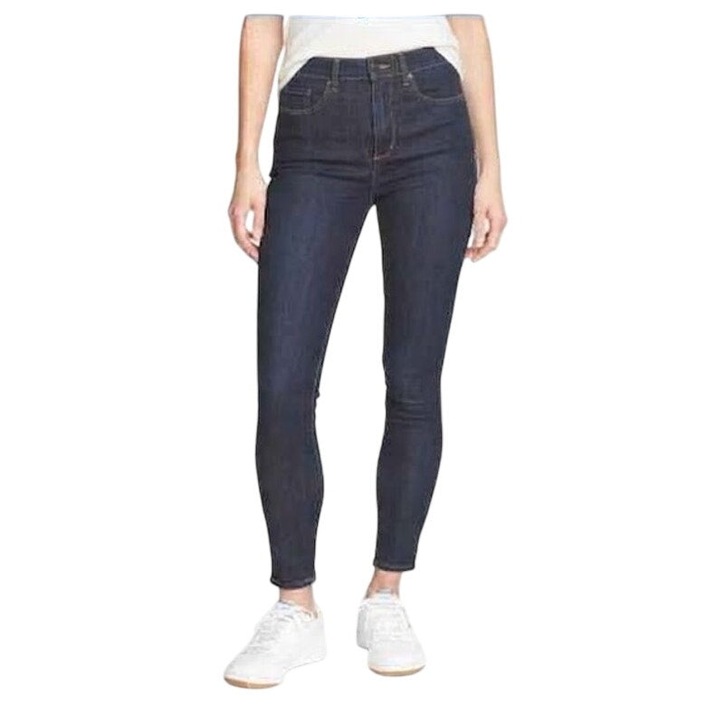 New Eddie Bauer Womens Dark Indigo Voyager High Rise Slim Fit Skinny Jeans