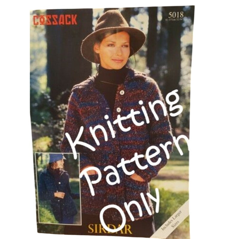 New Sirdar 5018 Cossack Cardigan Jacket Knitting Pattern w Larger Sizes