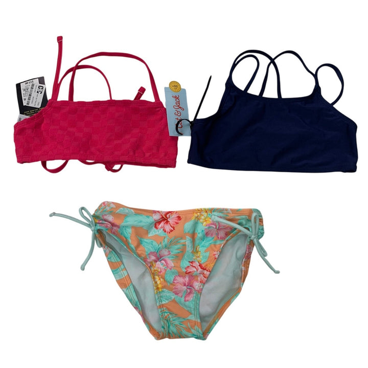 New Cat &amp; Jack Art Class Girls Medium 2 Bikini Swim Tops Bottoms Swimsuit Set