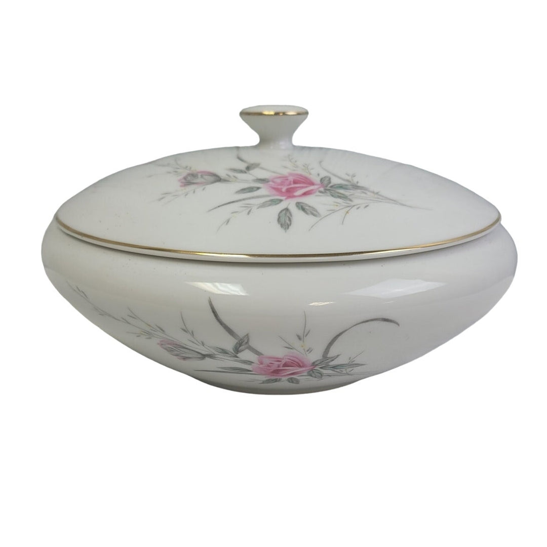 Vintage Golden Rose Flower Gold Rim Fine China Japan Serving Bowl W Lid