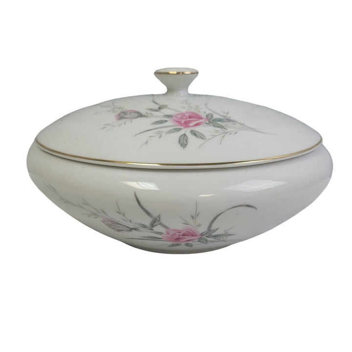 Vintage Golden Rose Flower Gold Rim Fine China Japan Serving Bowl W Lid