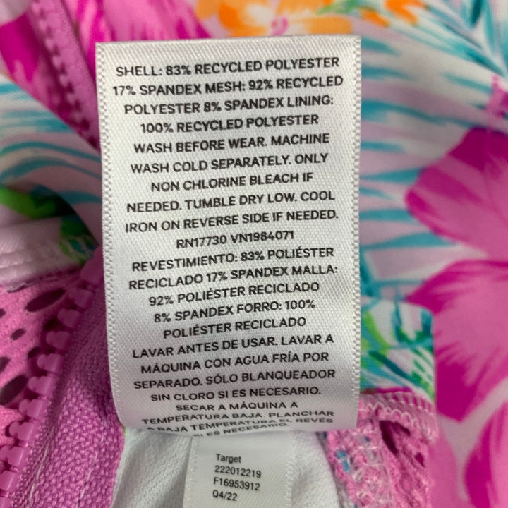 NWT New Art Class Girls Size XS (4/5) Back Zip Tropical Flower 1PC Swimsuit