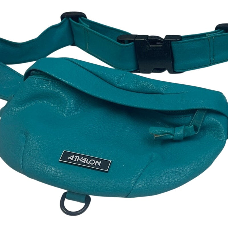 Athalon Womens Teal Aqua Faux Leather Half Moon Adjustable Strap Fanny Pack