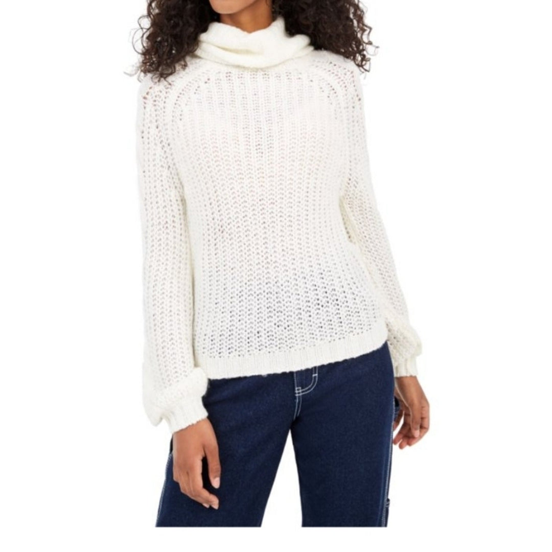 NWT New Planet Gold Womens Medium Cowl Neck Long Sleeve Cozy Cables Knit Sweater