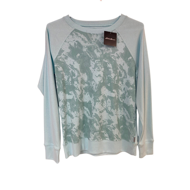 New Eddie Bauer Womens XS Aqua Lightweight Print Long Sleeve Sweatshirt