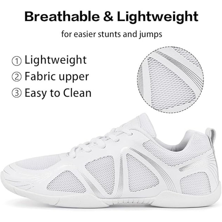 Cadidl Womens Size 5.5 White Cheer Sneakers Lace Up Round Toe Low Top Shoes