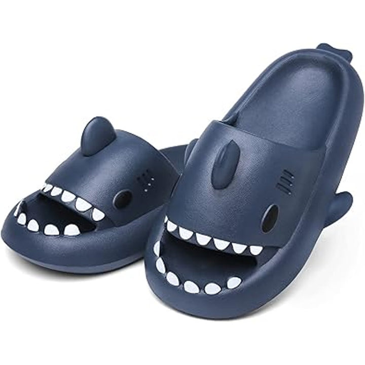 Iminpin Mens Size 7.5 Blue Shark Slide On Open Toe Cloud Slippers Mule Shoes