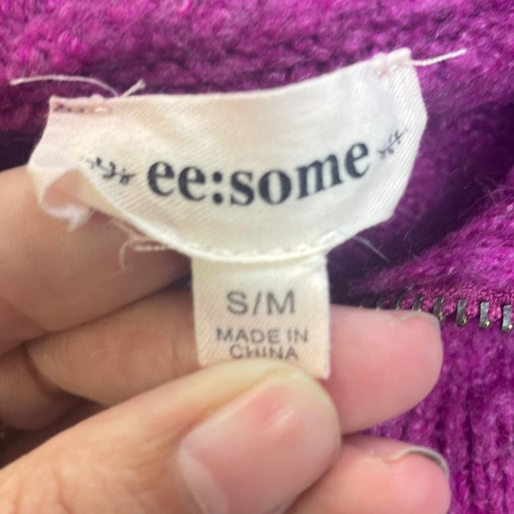 EE Some Womens Small 1/4 Zip Long Sleeve Acrylic Collared Pullover Sweater