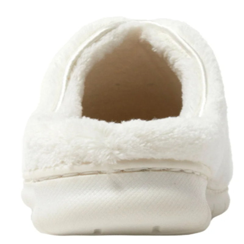 New In Box Dearfoams Women Small 5/6 Cream SlideOn Memory Foam Washable Slippers