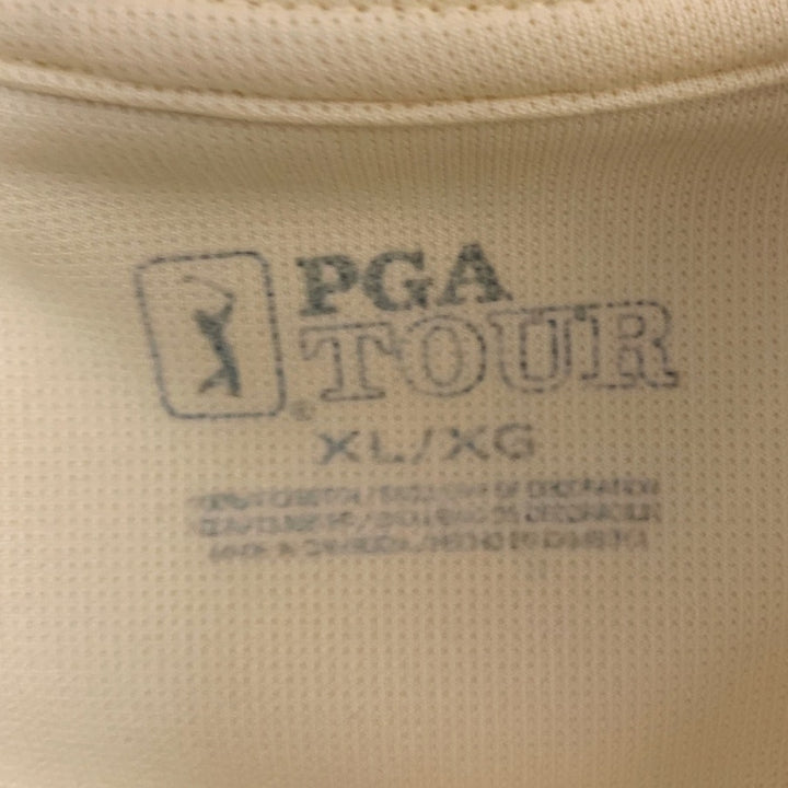 Lot of 2 PGA Tour Mens XL Blue Yellow Diamond Stripe Short Sleeve Polo Shirts