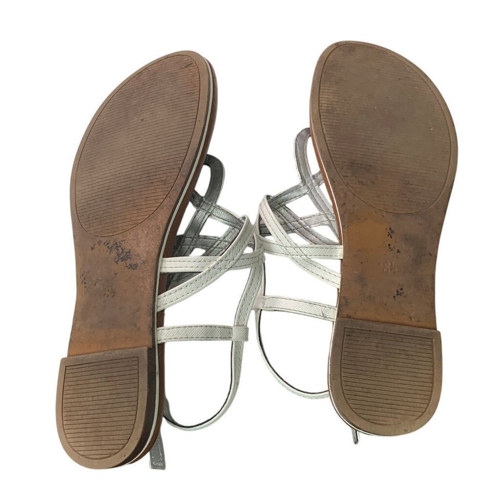 Kelly &amp; Katie Womens Size 8.5 White Sandals T Strap Open Round Toe Shoes