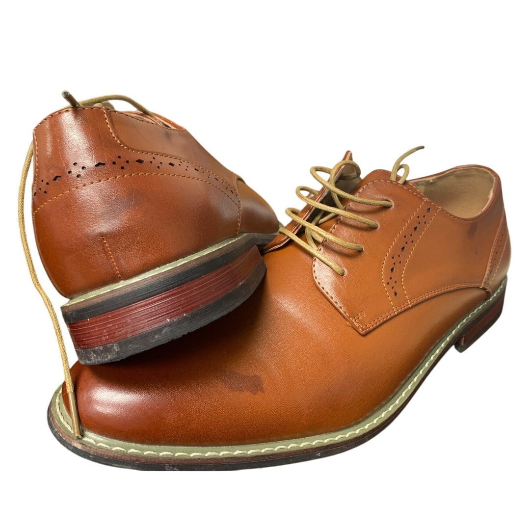 Bruno Marc Mens Size 10.5 Chestnut Brown Lace Up Soft Cap Toe Formal Dress Shoes
