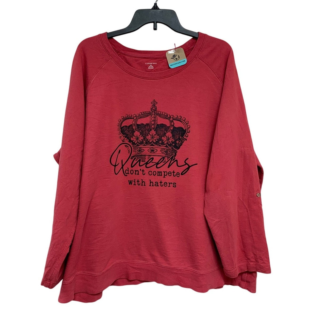 Upcycled Hand Printed Womens 3X Queens Dont Compete With Haters Crown Sweatshirt