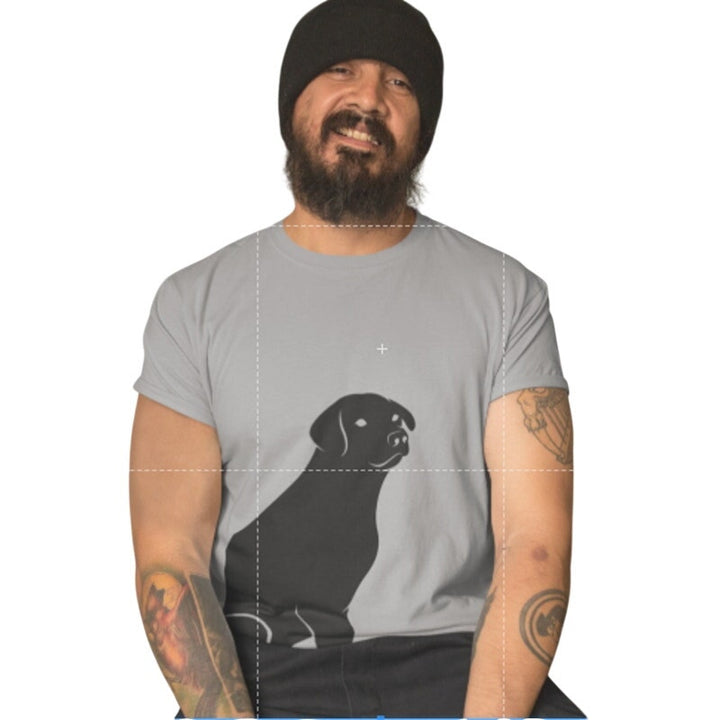New Hand Printed Mens Small Gray Heathered Black Lab Dog Short Sleeve Tee Shirt